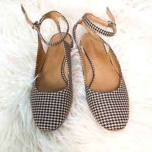 Anthropologie | Bernardo Ellie houndstooth flats w/ ankle strap